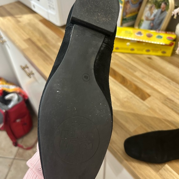 Tory Burch Black Suede below Knee Logo Boots - Picture 5 of 12